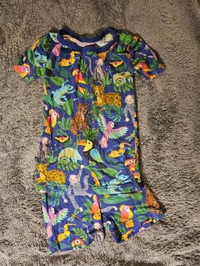 Little Sleepies Blue Jungle Animal Short Pajama Set Size 2t